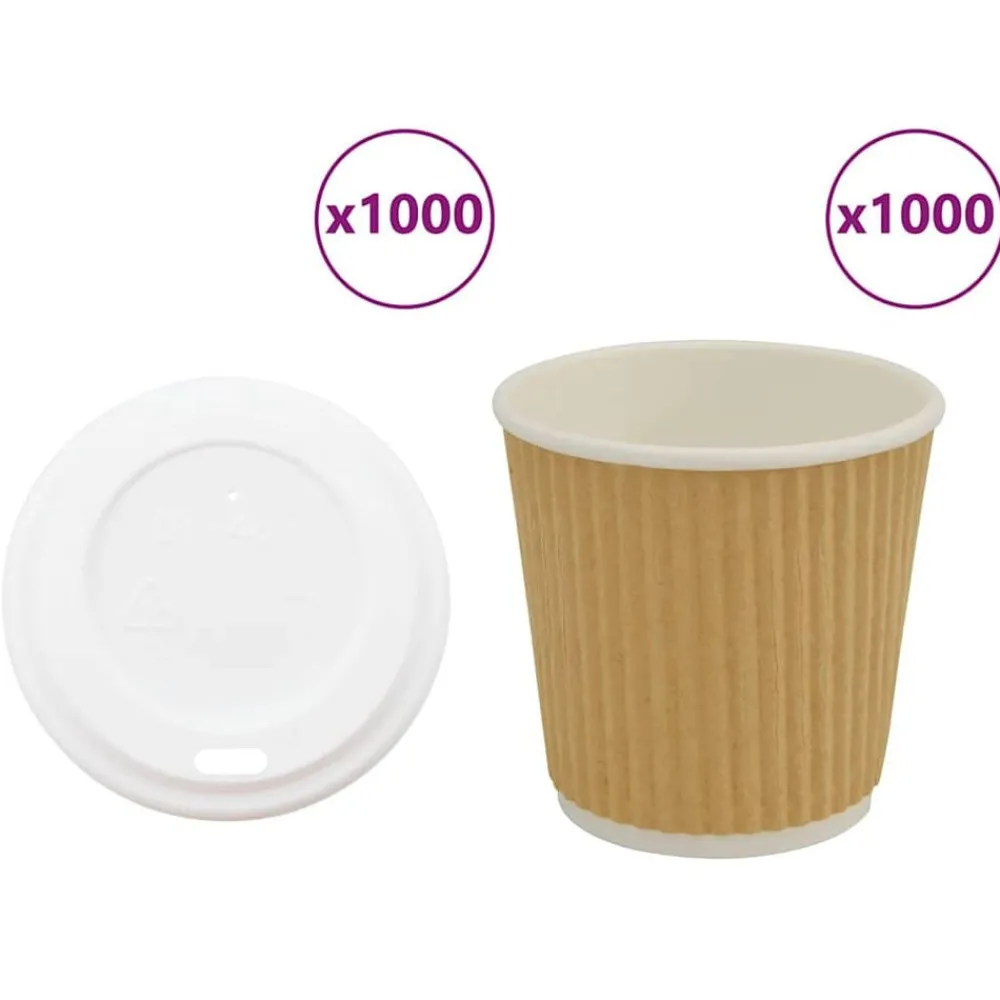 Restauration-vidaXL Tasses à café en papier avec couvercles 1000 pcs 4oz 100ml