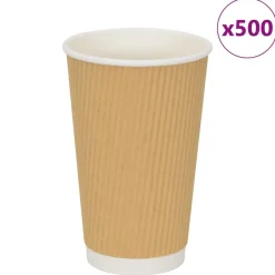 vidaXL Tasses à café en papier 500 pcs 16oz 400ml marron