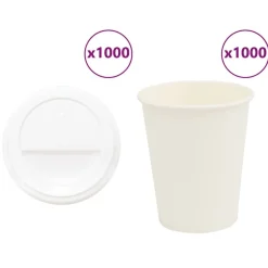 Restauration-vidaXL Tasses à café en papier avec couvercles 1000 pcs 8oz 200ml
