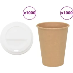 Restauration-vidaXL Tasses à café en papier avec couvercles 1000 pcs 12oz 300ml