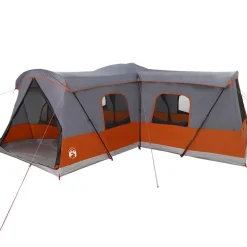 Loisirs De Plein Air-vidaXL Tente 16 personnes avec toit 680 x 510 x 210 cm Gris et orange