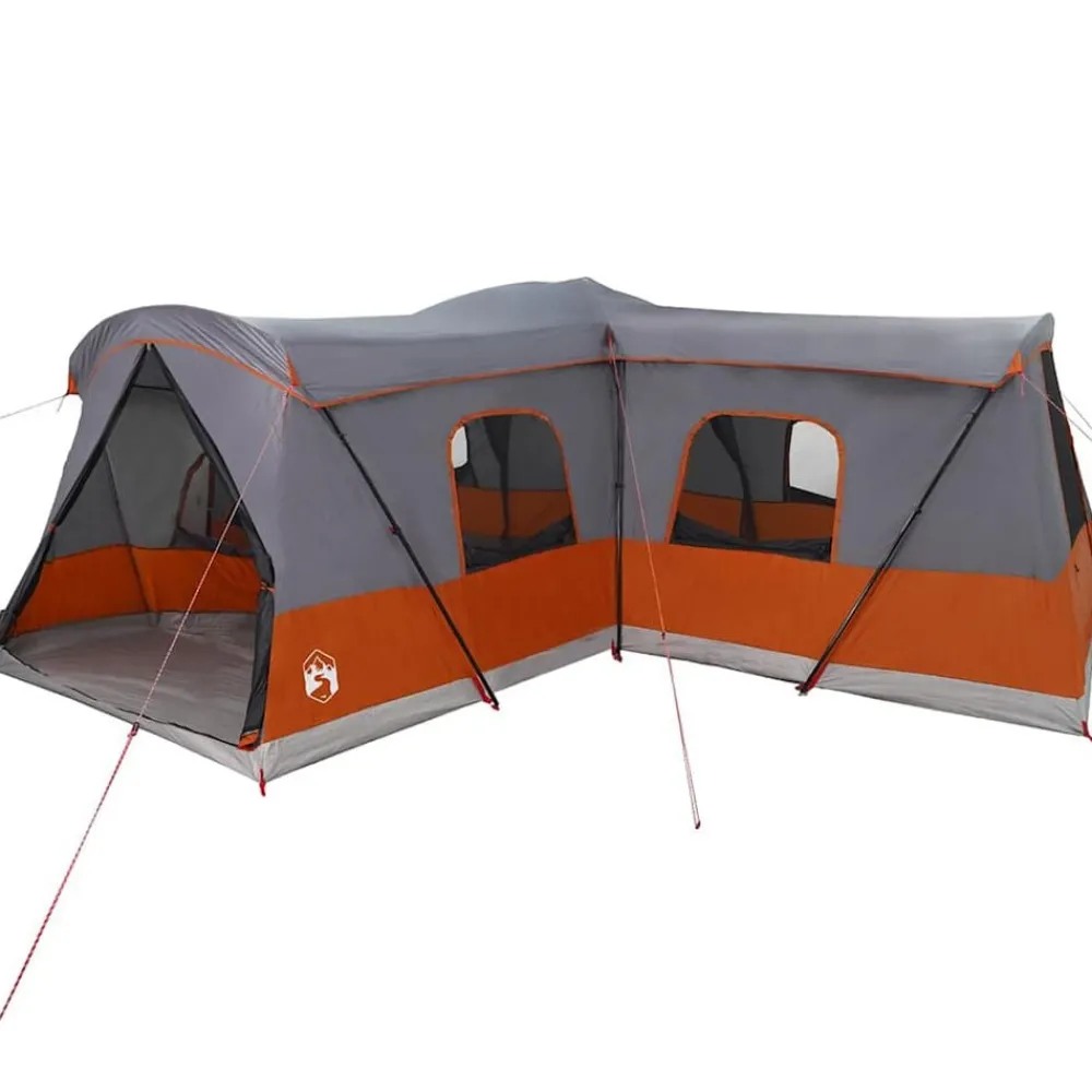 Loisirs De Plein Air-vidaXL Tente 16 personnes avec toit 680 x 510 x 210 cm Gris et orange