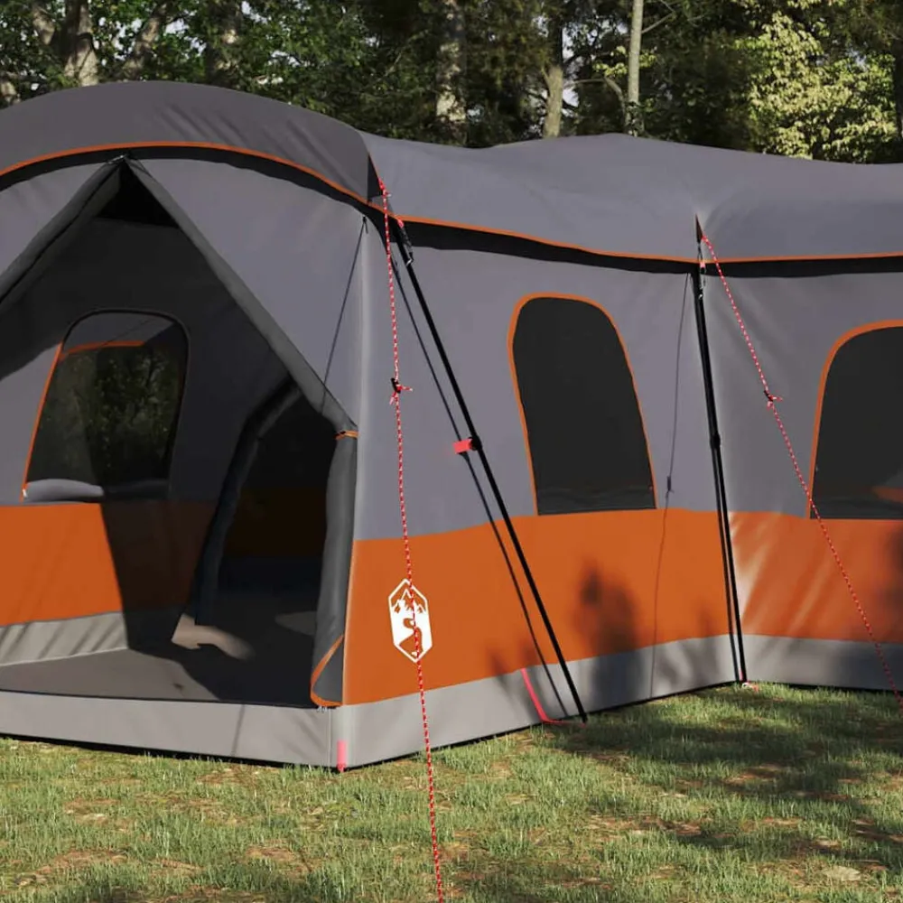 Loisirs De Plein Air-vidaXL Tente 16 personnes avec toit 680 x 510 x 210 cm Gris et orange