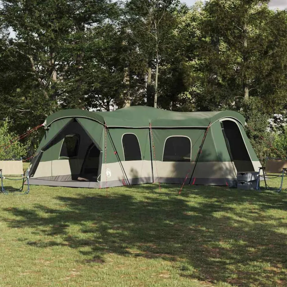 Loisirs De Plein Air-vidaXL Tente 16 personnes avec toit avec évent 680 x 510 x 210 cm Vert