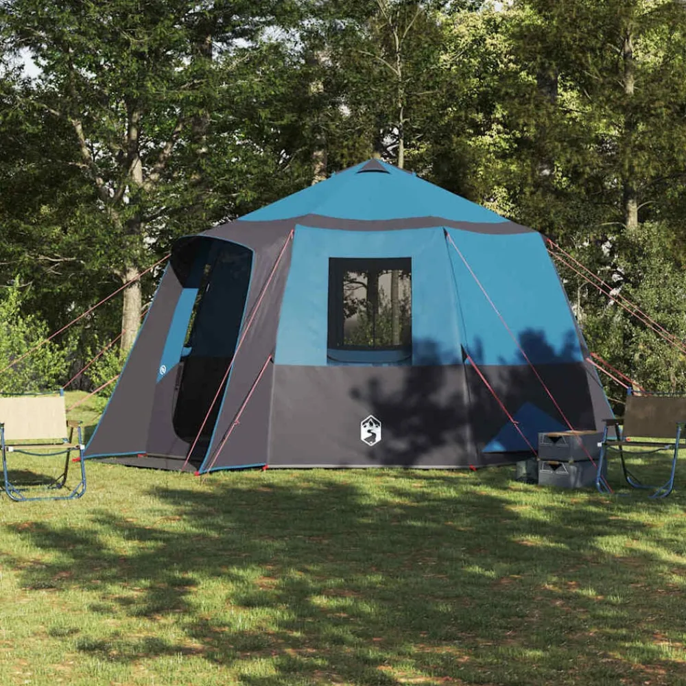 vidaXL Tente de cabane 12 personnes et gris 405 x 405 x 273 cm