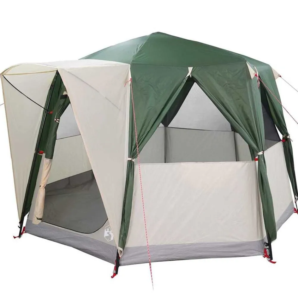 Loisirs De Plein Air-vidaXL Tente de cabine 3 personnes et blanc 320 x 320 x 203 cm Vert