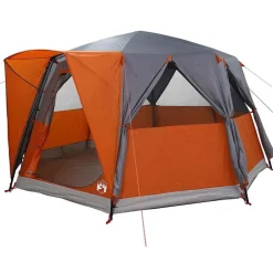 Loisirs De Plein Air-vidaXL Tente de Campagne 6-Personnes 425 x 396 x 222 cm Gris et orange