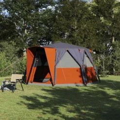 Loisirs De Plein Air-vidaXL Tente de Campagne 6-Personnes 425 x 396 x 222 cm Gris et orange