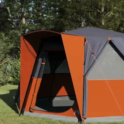 Loisirs De Plein Air-vidaXL Tente de Campagne 6-Personnes 425 x 396 x 222 cm Gris et orange
