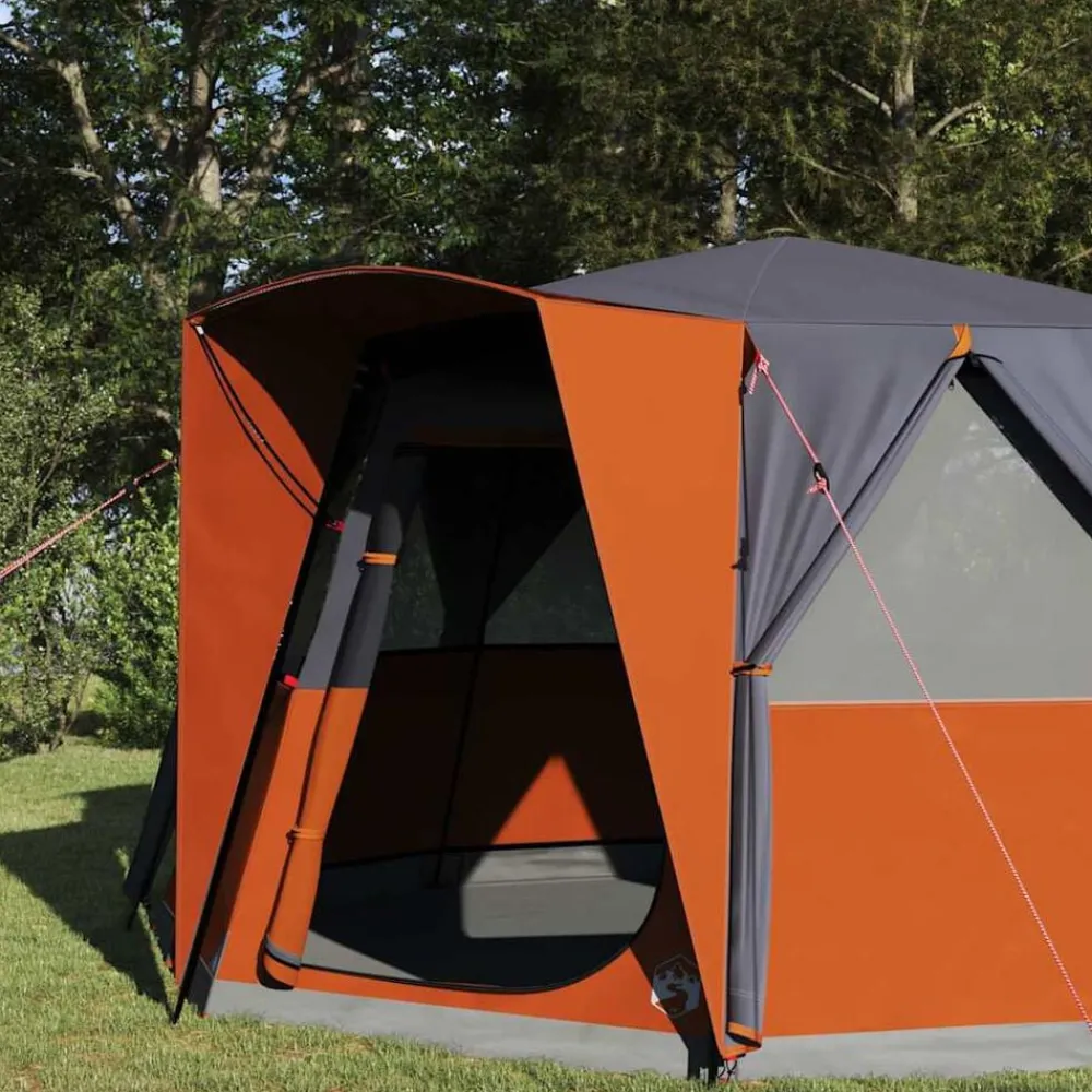 Loisirs De Plein Air-vidaXL Tente de Campagne 6-Personnes 425 x 396 x 222 cm Gris et orange