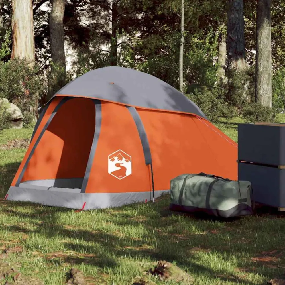 Loisirs De Plein Air-vidaXL Tente de camping à dôme 1 personne et orange imperméable Gris