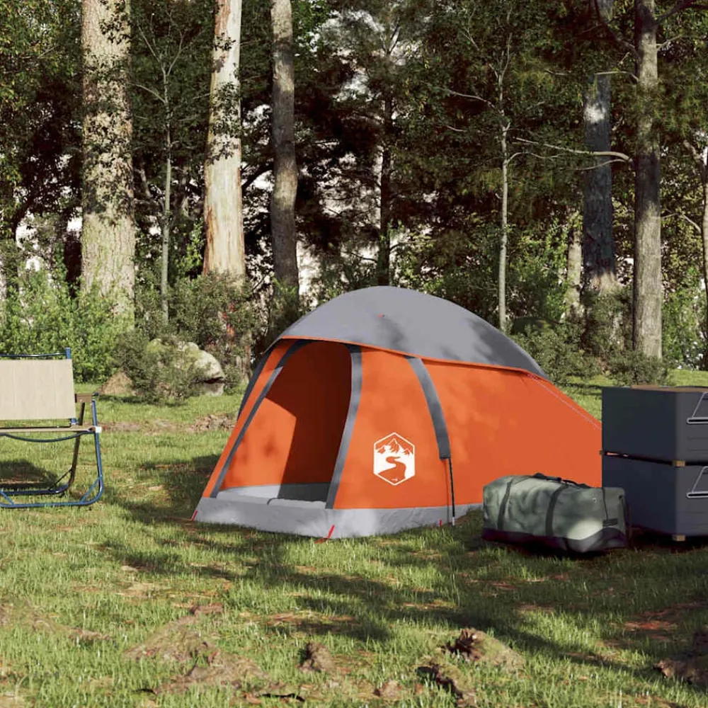 Loisirs De Plein Air-vidaXL Tente de camping à dôme 1 personne et orange imperméable Gris