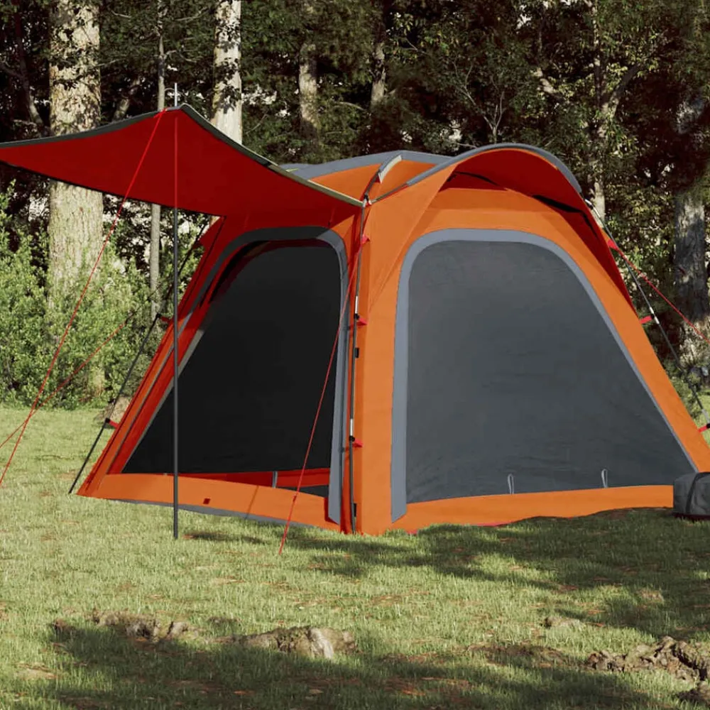 Loisirs De Plein Air-vidaXL Tente de camping 4 personnes libération rapide imperméable Gris et orange