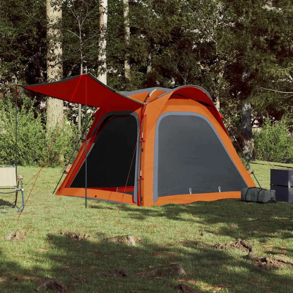 Loisirs De Plein Air-vidaXL Tente de camping 4 personnes libération rapide imperméable Gris et orange
