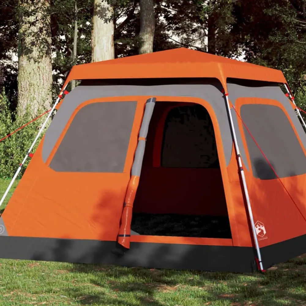 Loisirs De Plein Air-vidaXL Tente de camping à dôme 4 personnes libération rapide Gris et orange