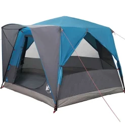 Loisirs De Plein Air-vidaXL Tente de camping 5 personnes et gris 333 x 317 x 194 cm Bleu
