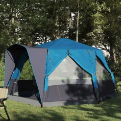 Loisirs De Plein Air-vidaXL Tente de camping 5 personnes et gris 333 x 317 x 194 cm Bleu