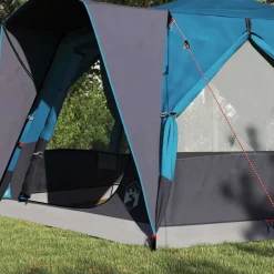 Loisirs De Plein Air-vidaXL Tente de camping 5 personnes et gris 333 x 317 x 194 cm Bleu