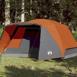 Loisirs De Plein Air-vidaXL Tente de camping avec porche 4 personnes orange imperméable Gris et orange