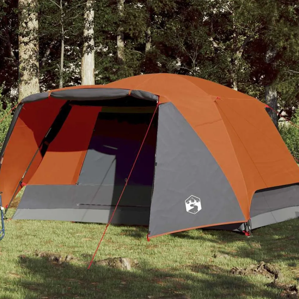 Loisirs De Plein Air-vidaXL Tente de camping avec porche 4 personnes orange imperméable Gris et orange