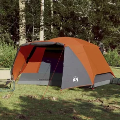 Loisirs De Plein Air-vidaXL Tente de camping avec porche 4 personnes orange imperméable Gris et orange