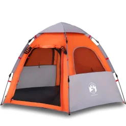 Loisirs De Plein Air-vidaXL Tente de camping cabine 4 personnes libération rapide Gris et orange