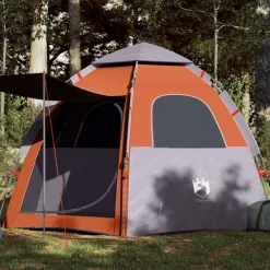 Loisirs De Plein Air-vidaXL Tente de camping cabine 4 personnes libération rapide Gris et orange