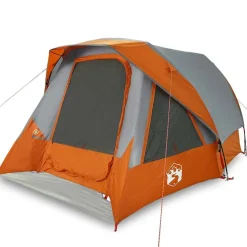 Loisirs De Plein Air-vidaXL Tente de camping de cabine 4 personnes gris orange imperméable Gris et orange
