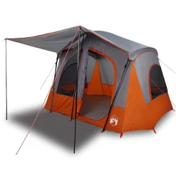 Loisirs De Plein Air-vidaXL Tente de camping de cabine 5 personnes gris orange imperméable Gris et orange