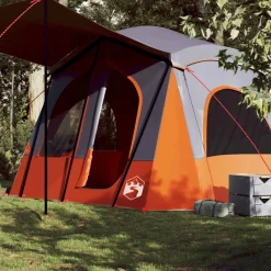 Loisirs De Plein Air-vidaXL Tente de camping de cabine 5 personnes gris orange imperméable Gris et orange