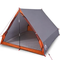 Loisirs De Plein Air-vidaXL Tente de camping en forme de A 2 personnes gris imperméable Gris et orange