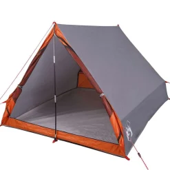 Loisirs De Plein Air-vidaXL Tente de camping en forme de A 2 personnes gris imperméable Gris et orange