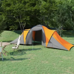 Loisirs De Plein Air-vidaXL Tente de camping pour 6 personnes Gris et orange