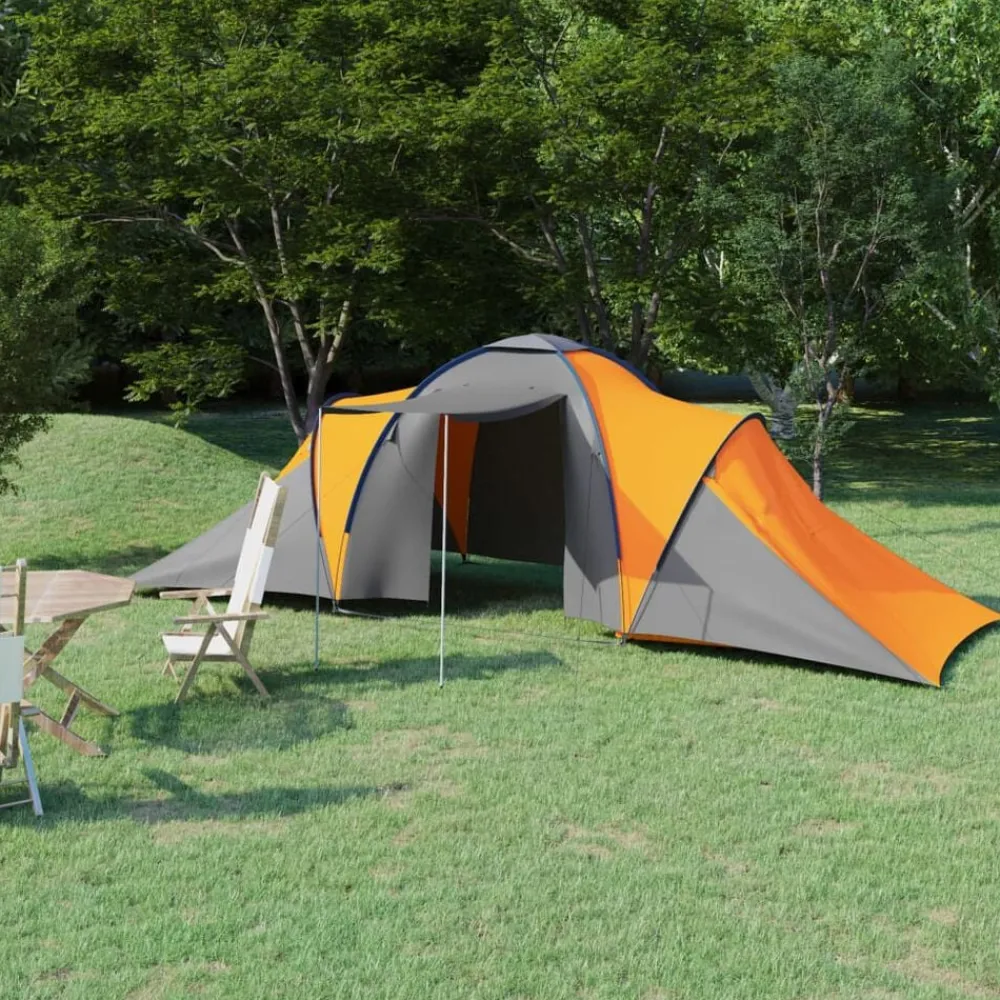Loisirs De Plein Air-vidaXL Tente de camping pour 6 personnes Gris et orange