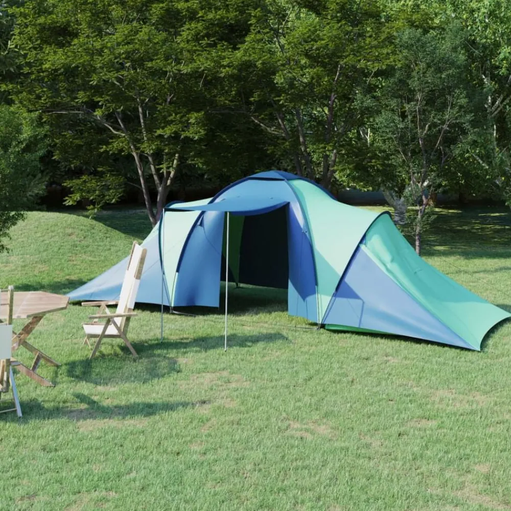 Loisirs De Plein Air-vidaXL Tente de camping pour 6 personnes Bleu et vert