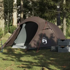 Loisirs De Plein Air-vidaXL Tente de camping tunnel 3 personnes imperméable Marron
