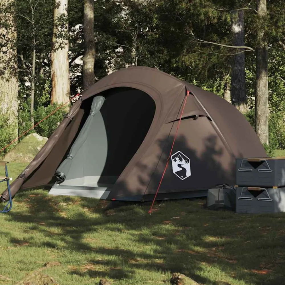 Loisirs De Plein Air-vidaXL Tente de camping tunnel 3 personnes imperméable Marron