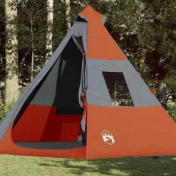 Loisirs De Plein Air-vidaXL Tente de camping tipi 7 personnes orange imperméable Gris et orange