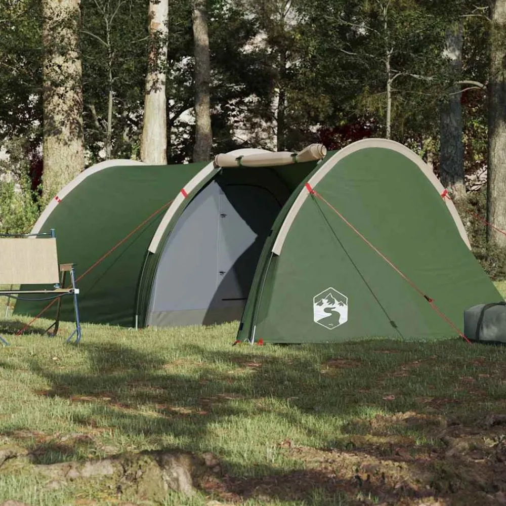 Loisirs De Plein Air-vidaXL Tente de camping tunnel 4 personnes imperméable Vert