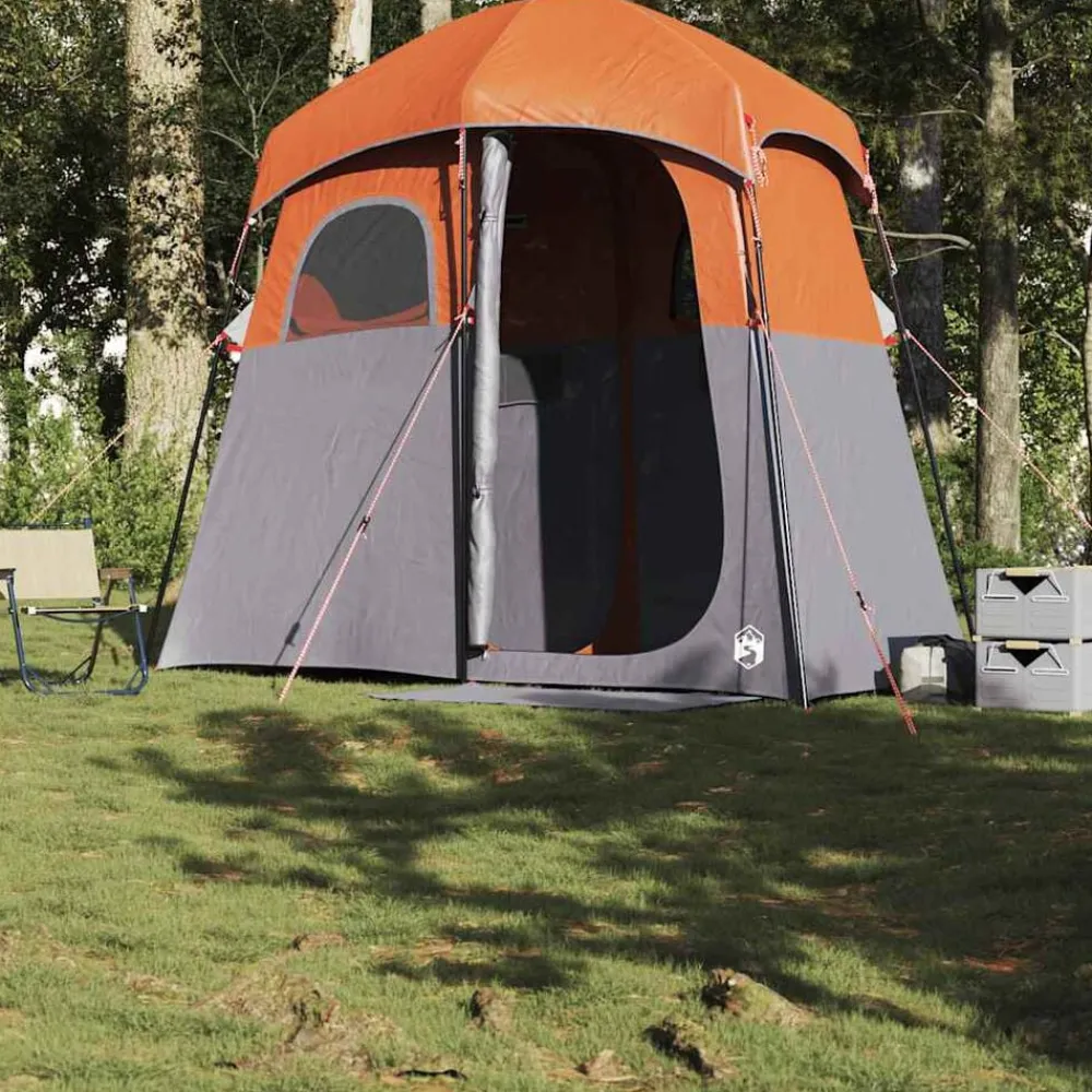 Loisirs De Plein Air-vidaXL Tente de douche 2 personnes imperméable Gris et orange
