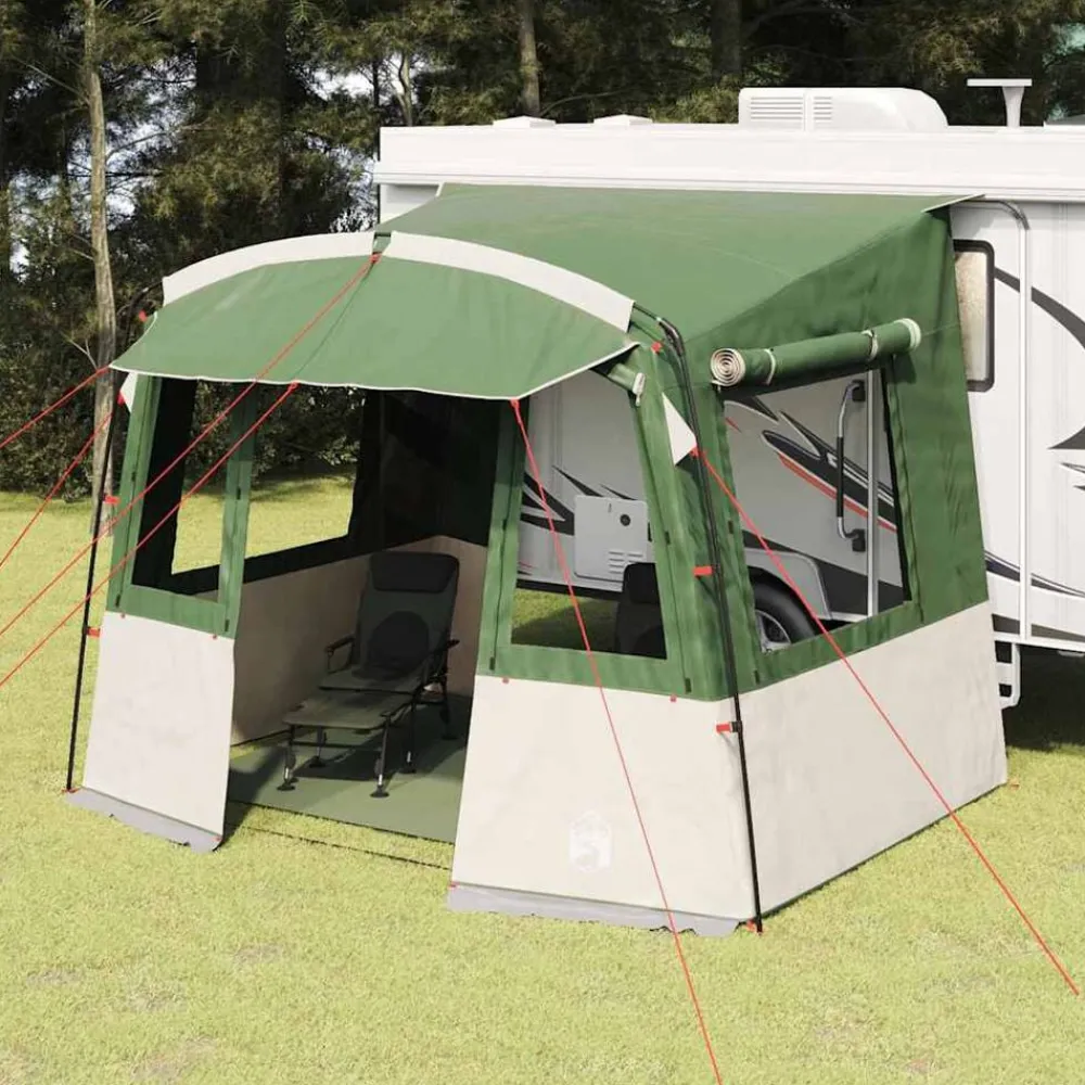 Loisirs De Plein Air-vidaXL Tente de hayon pour caravane avec toit 352 x 250 x 240 cm Vert