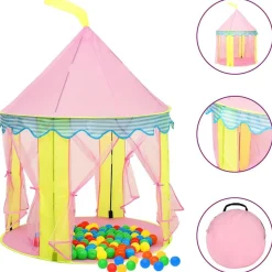 Jeux De Plein Air-vidaXL Tente de jeu pour enfants avec 250 balles Rose 100x100x127 cm Multicolore
