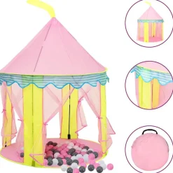 Jeux De Plein Air-vidaXL Tente de jeu pour enfants avec 250 balles Rose 100x100x127 cm Multicolore 2