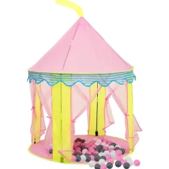 Jeux De Plein Air-vidaXL Tente de jeu pour enfants avec 250 balles Rose 100x100x127 cm Multicolore 2