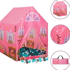 Jeux De Plein Air-vidaXL Tente de jeu pour enfants avec 250 balles Rose 69x94x104 cm Multicolore 1