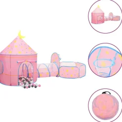Jeux De Plein Air-vidaXL Tente de jeu pour enfants avec 250 balles Rose 301x120x128 cm Multicolore 2