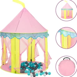 vidaXL Tente de jeu pour enfants avec 250 balles Rose 100x100x127 cm