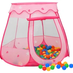 Jeux De Plein Air-vidaXL Tente de jeu pour enfants avec 250 balles Rose 102x102x82 cm Multicolore