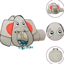 Jeux De Plein Air-vidaXL Tente de jeu pour enfants 250 balles Éléphant Gris 174x86x101cm Multicolore 1