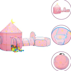 vidaXL Tente de jeu pour enfants avec 250 balles Rose 301x120x128 cm